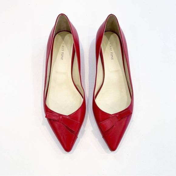 Sarah Flint Red Flats with Bow - Picture 4 of 10